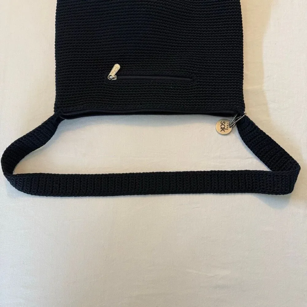 The Sak Navy Blue Crochet Shoulder Bag | Knit Hobo Purse | Zipper Closure - Picture 4 of 12